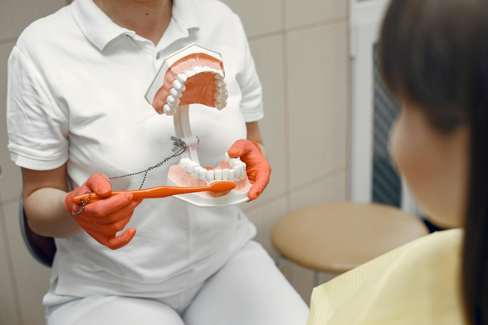 elderly patient brushing teeth brain health