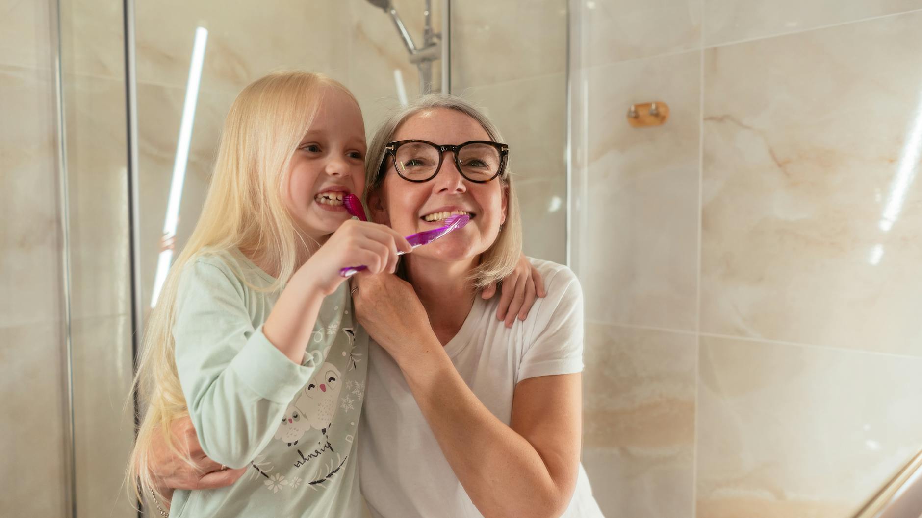 happy family smiling showing healthy white teeth